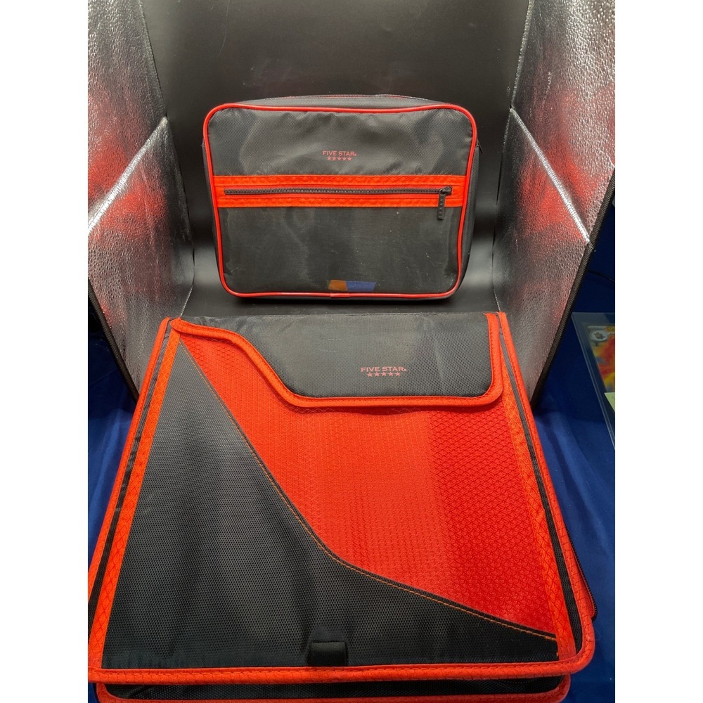 Five Star Zipper Binder with Removable Pouch Black Red 3 Ring School Office Set - Picture 2 of 5